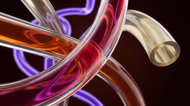 Crisscrossing 3D glass tubes with an open circular end