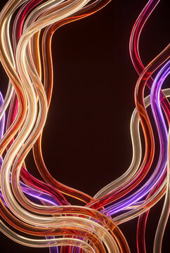 Parallel 3D glass strands rippling in vertical waves