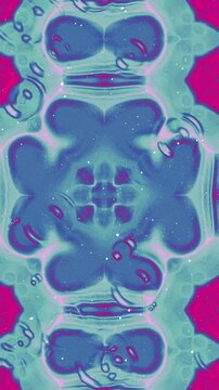 Abstract digital art featuring a vibrant kaleidoscope pattern with blue and pink tones.