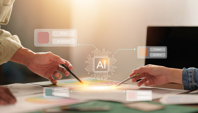 Designers using AI tool for color selection and creative project