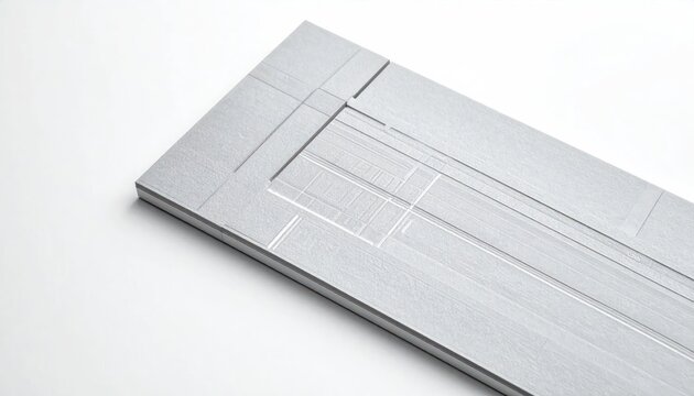 Brushed aluminum plate with precision milled pattern grooves.