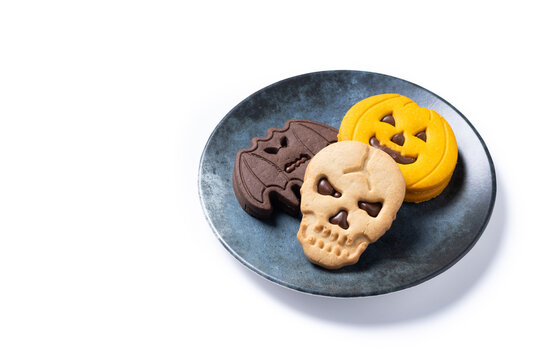 Assorted Halloween cookies isolated on white background