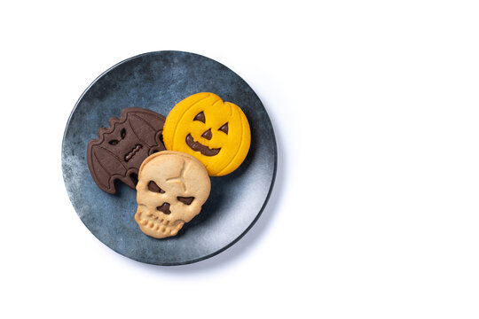 Assorted Halloween cookies isolated on white background