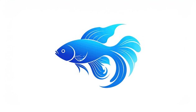 Blue betta fish profile illustration on white background.