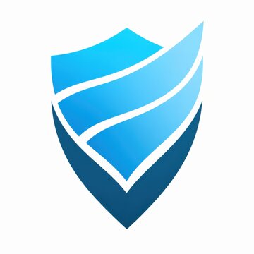 Blue wave shield icon for water treatment companies and digital data flow security.