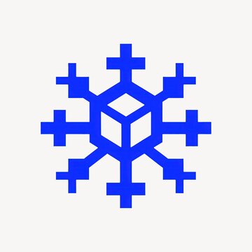 Geometric blue snowflake illustration.