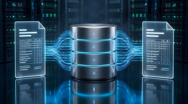 Big Data Processing and System Logs Database Server Connected with Fiber Optics in Cloud Data Center