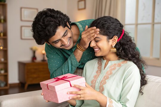 Medium closeup Raksha Bandhan composition featuring traditional sibling celebration details.