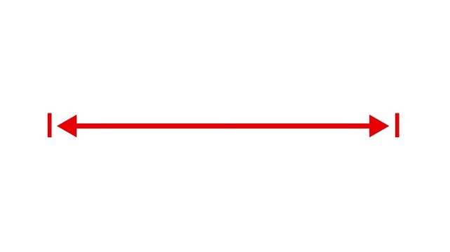 motion graphics of Measuring distance length line animation with alpha channel. Double side arrow icon animation. left and right side arrow measurement. 4k videos