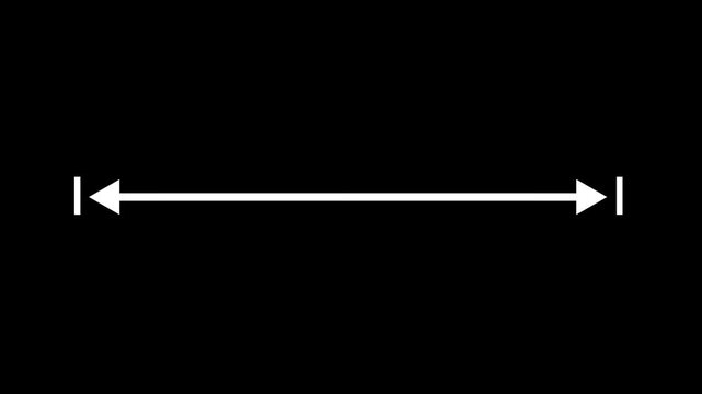 motion graphics of Measuring distance length line animation with alpha channel. Double side arrow icon animation. left and right side arrow measurement. 4k videos