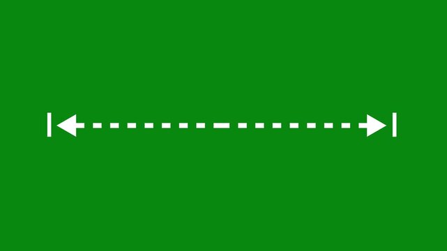 Measuring distance length dotted line animation, left and right-side arrow animation. Double side arrow icon, distance concept 