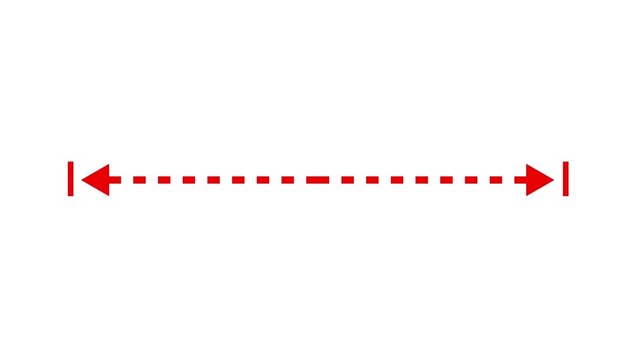 Measuring distance length dotted line animation, left and right-side arrow animation. Double side arrow icon, distance concept 
