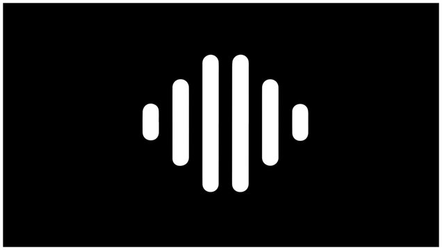 Sound wave icon for podcast chapter markers with solid black background black white representation technology interface frequency playback with waveform