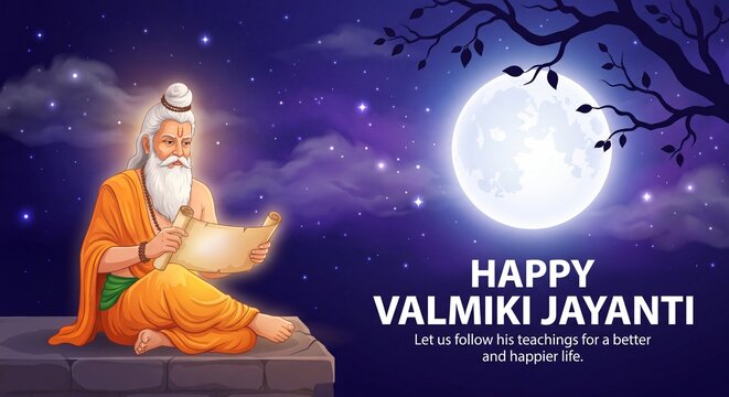 Vector illustration of Happy Valmiki Jayanti social media feed template