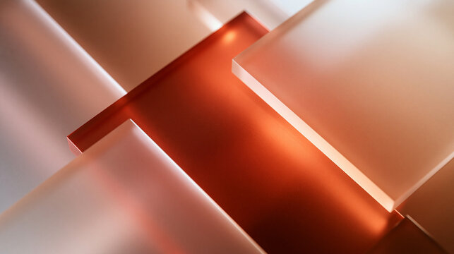 Abstract Layered Frosted Glass and Copper Geometric Background