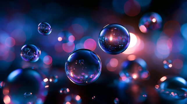 Abstract Glowing Spheres and Bokeh Lights Background