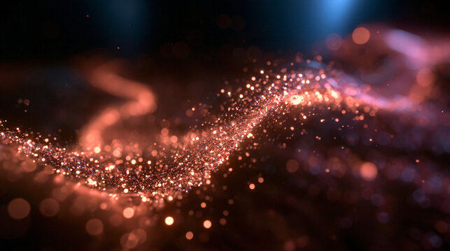 Abstract Glowing Rose Gold Particle Wave Background