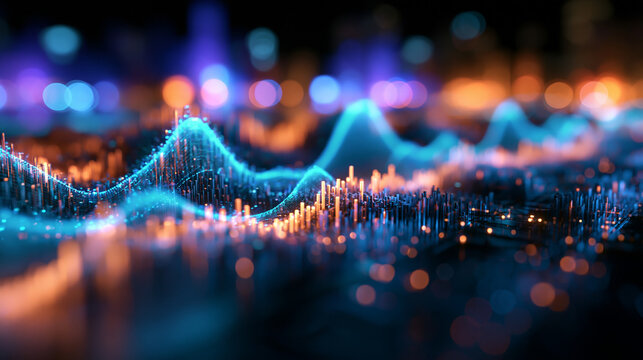 Futuristic Big Data Visualization and Financial Market Chart