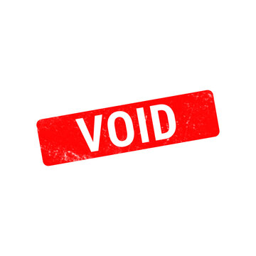 Red void rubber stamp icon, grunge textured void mark on white background, canceled and invalid document sign