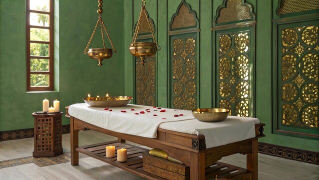 Luxurious Ayurvedic massage retreat designed for holistic wellness relaxation.