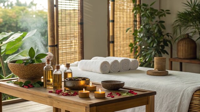 Luxurious Ayurvedic massage spa setting for holistic wellness and relaxation.