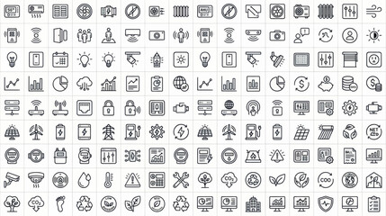 Fototapeta premium Set of thin line icons for smart home, energy management, and ecology