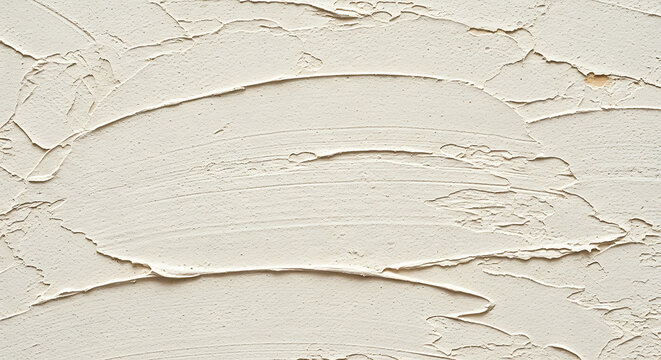 Abstract beige plaster texture with thick stucco strokes on a neutral background ideal for architectural wall finish and interior design
