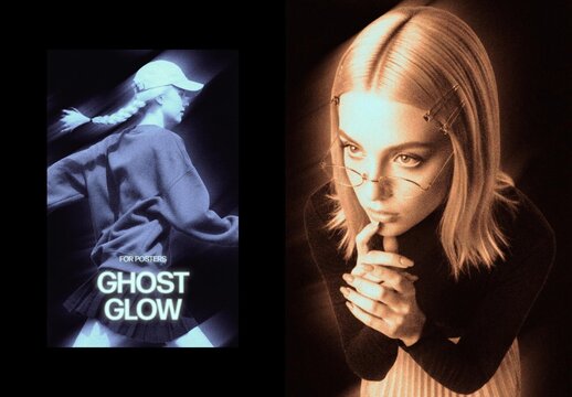 Vertical Ghost Glow Photo Effect For Poster And Print Design