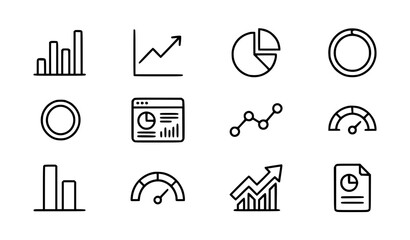 Fototapeta premium Stats Analytics Icon Thin Line Vector Symbol for Web and UI Dashboard