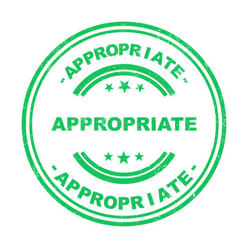Green circular rubber stamp icon with the word appropriate written in the center design isolated on transparent background