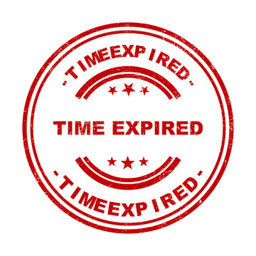 Red round rubber stamp with the text time expired for business document and official usage isolated on transparent background