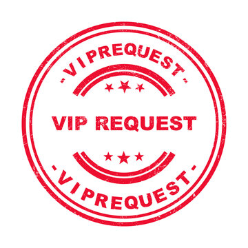 Red rubber stamp with the text vip request inside a circle for business and exclusive access isolated on transparent background