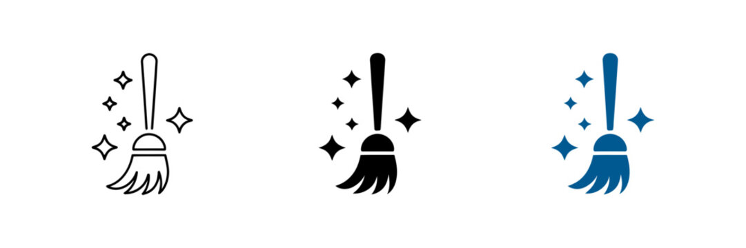cleaning broom icon for sweeping, household care and maintenance