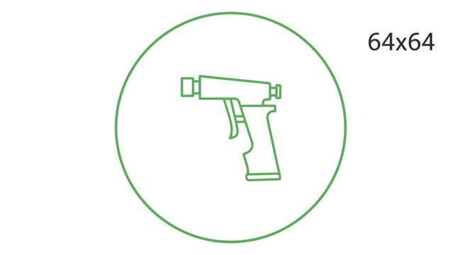 green pistol icon in circle