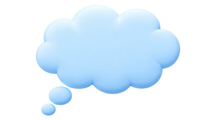 Obraz premium Light blue 3d thought bubble fluffy cloud shape isolated on transparent background