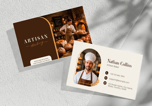 Bakery Business Card Template for Baker and Pastry Shop Professionals