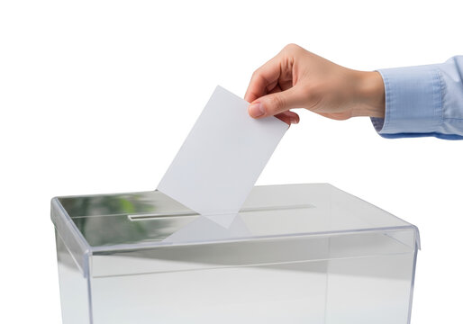 Hand putting paper in ballot box.