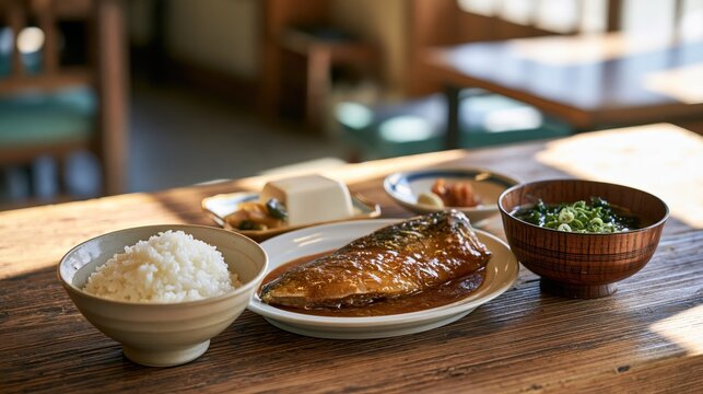 japanese saba misoni set meal