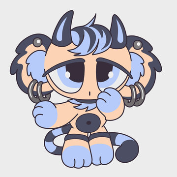 Cute cartoon animal girl. Funny character. Cartoon character design.