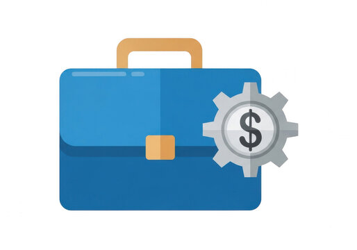 Blue briefcase with dollar sign icon symbolizing money and business