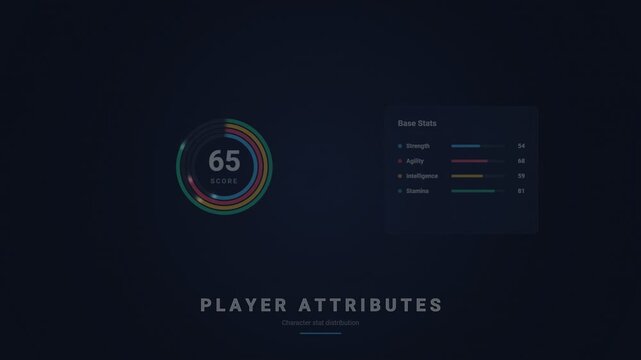 Player attributes interface showing game statistics and performance metrics