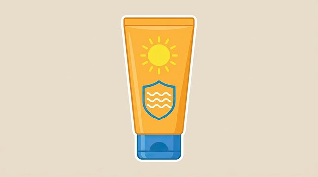 Flat design sunscreen tube illustration for sun protection awareness