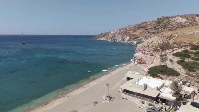Aerial View Of Paleochori Beach In Milos Cyclades Greece