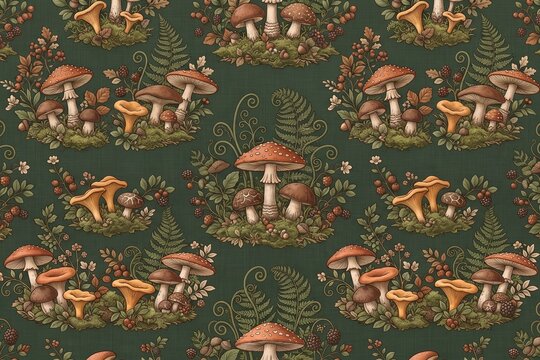 seamless pattern with mushrooms