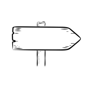 Wooden arrow direction sign sketch