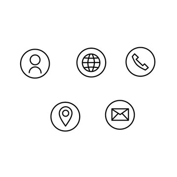 Business contact icons set for website and mobile app design