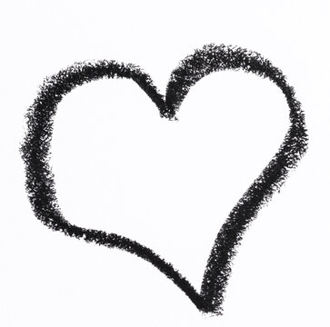 A heart drawn with a black pencil on a white background