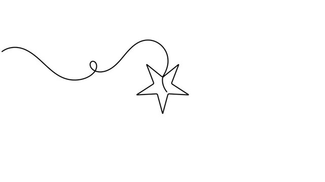 Animated star in speech bubble icon sign continuous one line drawing moving on white background minimalist single art user feedback and review communication symbol animation