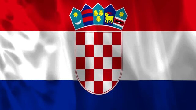 Waving flag of Croatia with realistic fabric texture and ripples