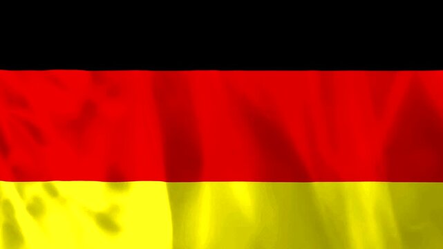Waving flag of Germany with vibrant black red and gold colors isolated on a plain white background